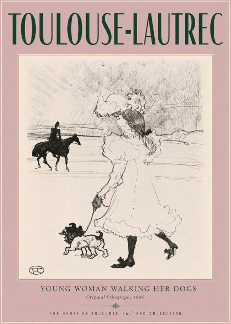 Toulouse-Lautrec Young Woman Walking Her Dogs No2 - Juliste