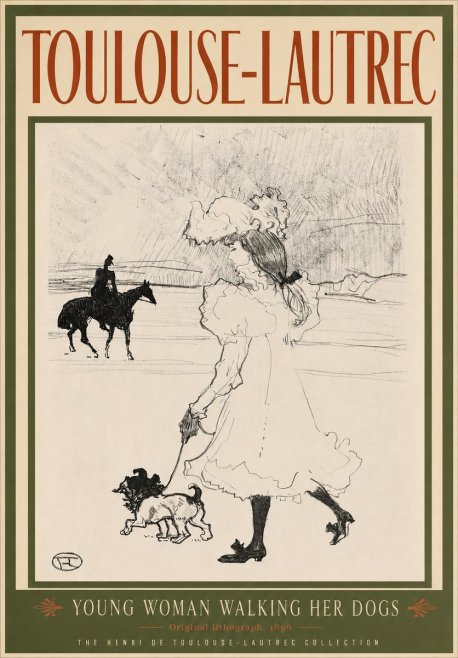 Toulouse-Lautrec Young Woman Walking Her Dogs No3 - Juliste