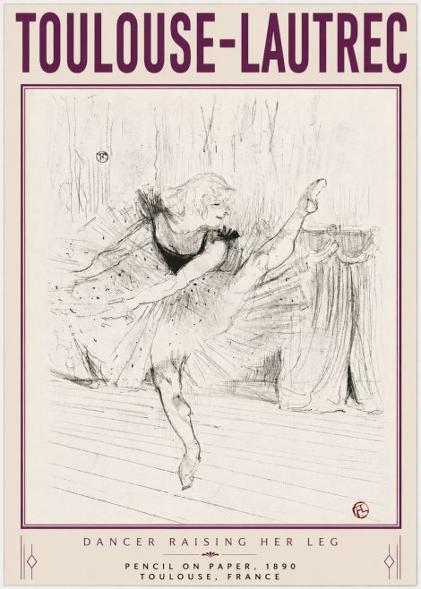 Toulouse-Lautrec Dancer Raising Her Leg No4 - Juliste