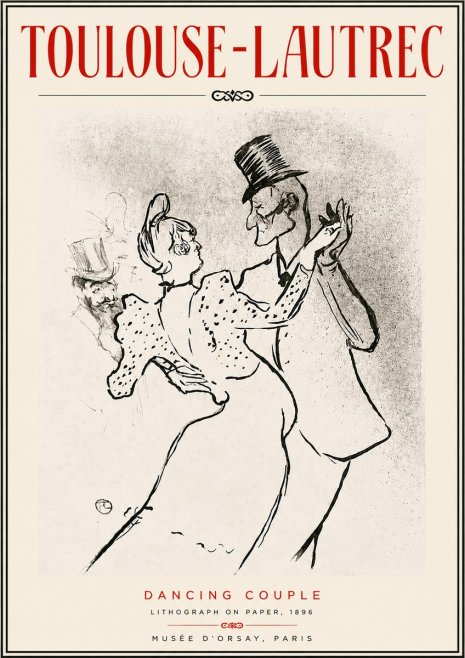 Toulouse-Lautrec Dancing Couple No5 - Juliste