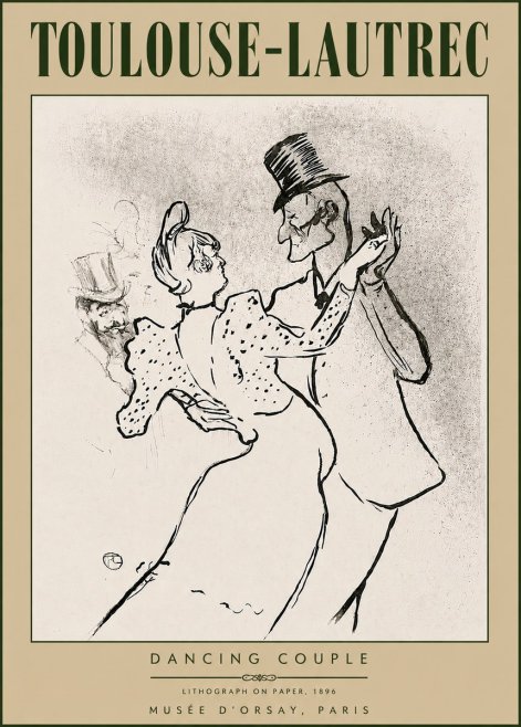 Toulouse-Lautrec Dancing Couple No6 - Juliste