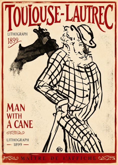 Toulouse-Lautrec Man with a Cane No3 - Juliste