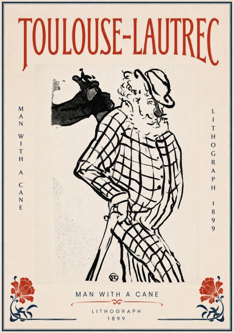 Toulouse-Lautrec Man with a Cane No5 - Juliste