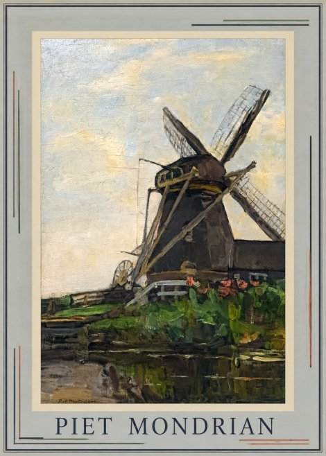 Piet Mondrian Windmill by the Water I No1 - Juliste