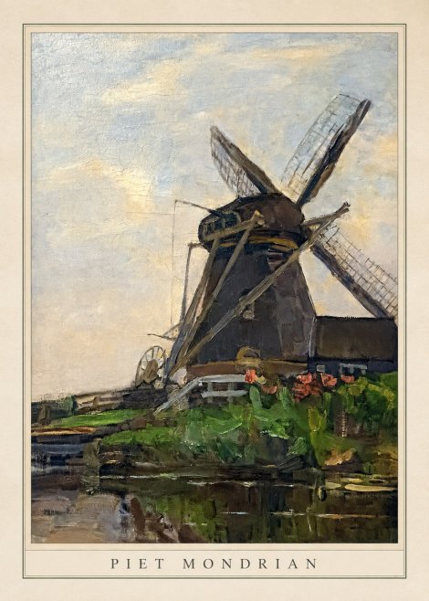 Piet Mondrian Windmill by the Water I No4 - Juliste