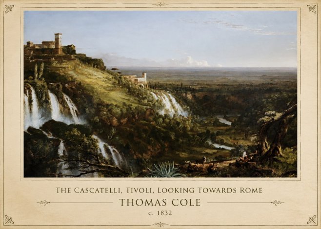 Thomas Cole The Cascatelli, Tivoli, Looking Towards Rome No1 - Juliste