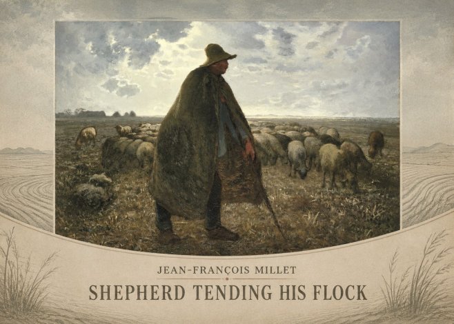 Jean-François Millet Shepherd Tending His Flock No3 - Juliste