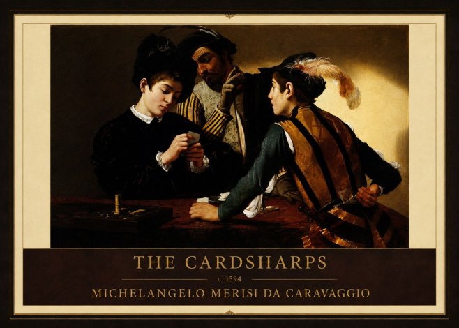 Michelangelo Merisi da Caravaggio The Cardsharps II No1 - Juliste
