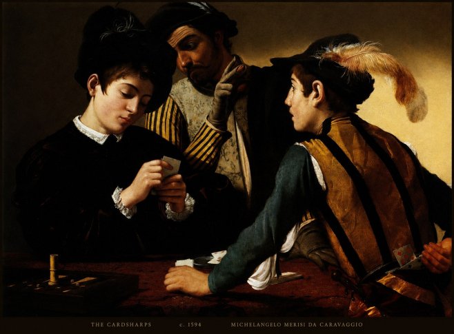 Michelangelo Merisi da Caravaggio The Cardsharps II No6 - Juliste