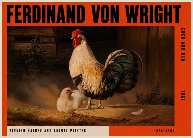 Ferdinand von Wright Cock and Hen No2 - Juliste