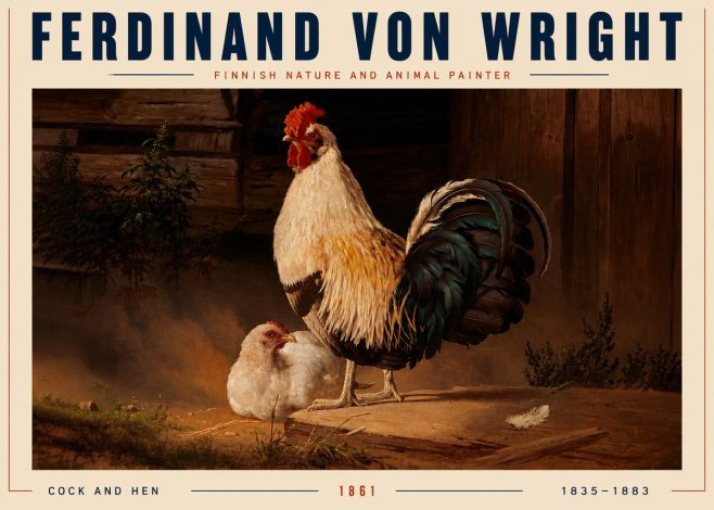 Ferdinand von Wright Cock and Hen No4 - Juliste
