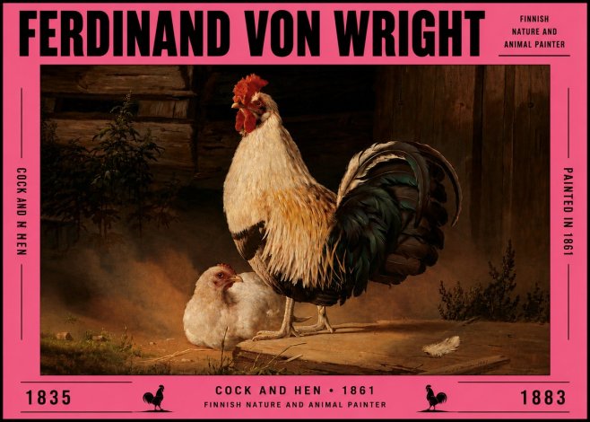 Ferdinand von Wright Cock and Hen No5 - Juliste