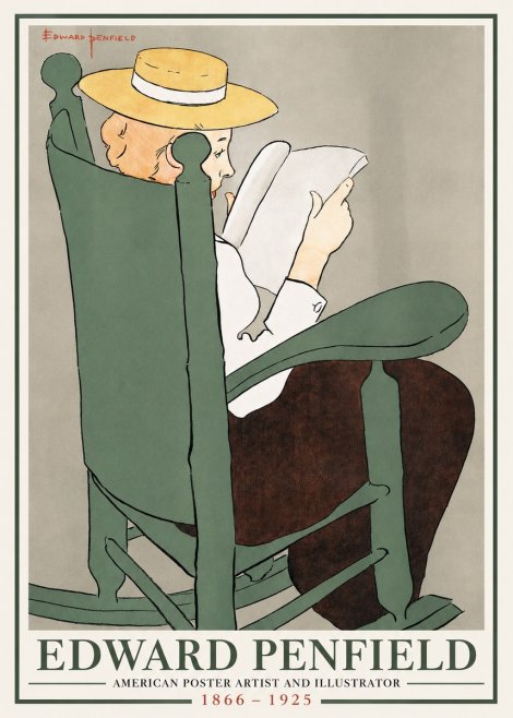Edward Penfield Reading Woman in a Rocking Chair No2 - Juliste