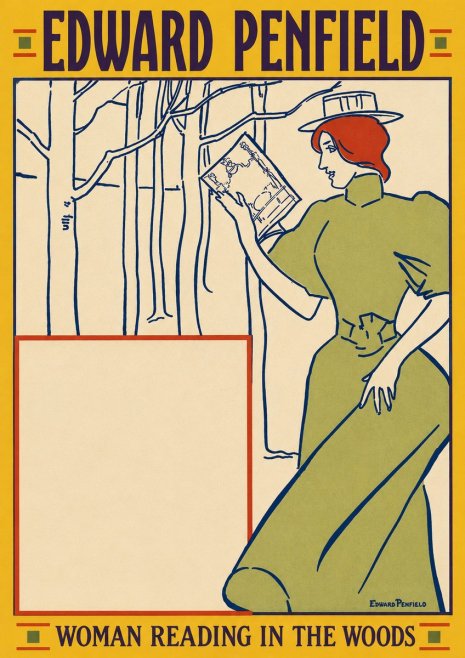 Edward Penfield Woman Reading in the Woods No3 - Juliste