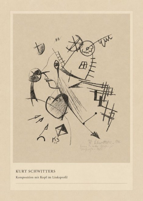 Kurt Schwitters Komposition Mit Kopf Im Linksprofil No4 - Juliste