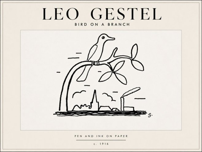 Leo Gestel Bird on a Branch No5 - Juliste