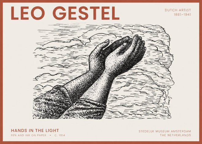 Leo Gestel Hands in the Light No2 - Juliste