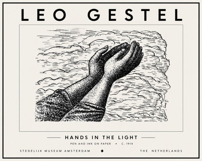 Leo Gestel Hands in the Light No6 - Juliste