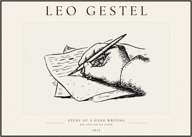 Leo Gestel Study of a Hand Writing No1 - Juliste