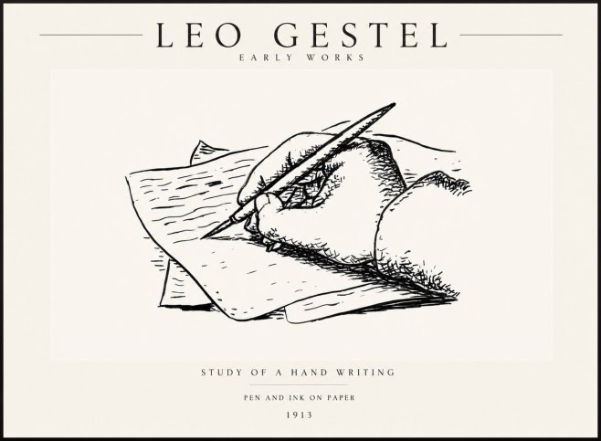 Leo Gestel Study of a Hand Writing No3 - Juliste