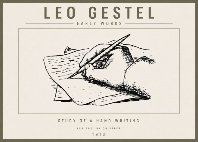 Leo Gestel Study of a Hand Writing No6 - Juliste