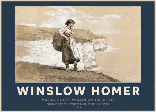 Winslow Homer Marine Study (Woman on the Cliff) No2 - Juliste