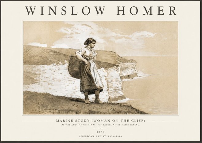 Winslow Homer Marine Study (Woman on the Cliff) No3 - Juliste