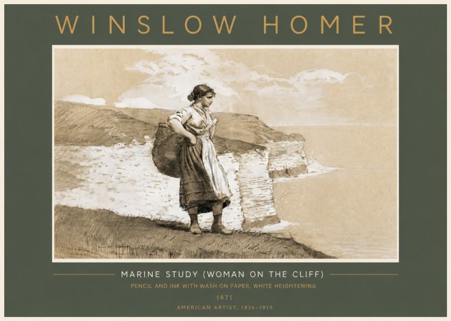 Winslow Homer Marine Study (Woman on the Cliff) No4 - Juliste
