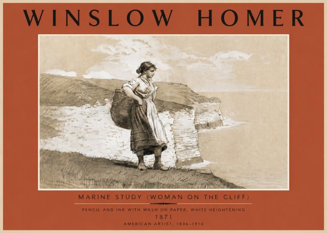 Winslow Homer Marine Study (Woman on the Cliff) No5 - Juliste