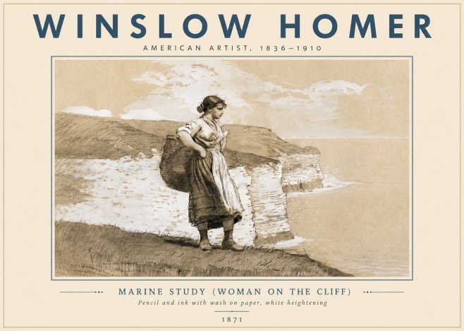 Winslow Homer Marine Study (Woman on the Cliff) No6 - Juliste