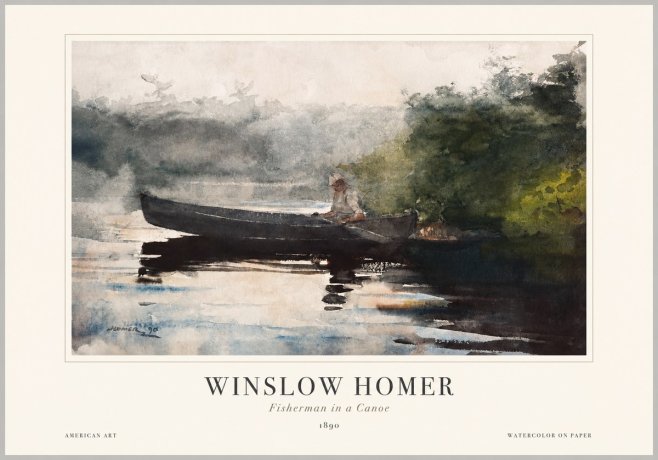 Winslow Homer Fisherman in a Canoe No1 - Juliste