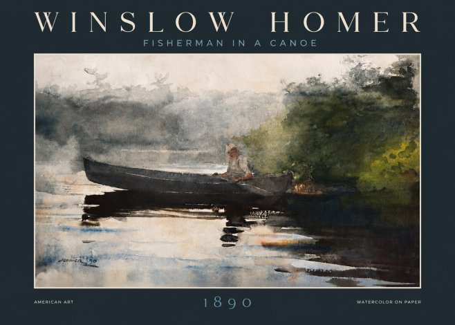 Winslow Homer Fisherman in a Canoe No2 - Juliste