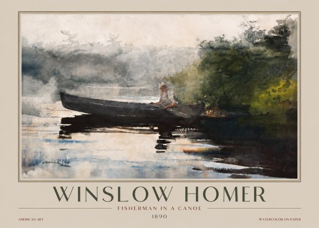 Winslow Homer Fisherman in a Canoe No3 - Juliste