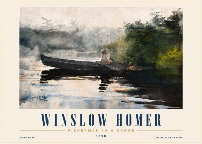 Winslow Homer Fisherman in a Canoe No4 - Juliste