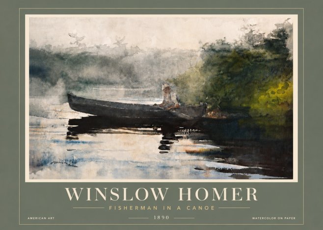 Winslow Homer Fisherman in a Canoe No6 - Juliste