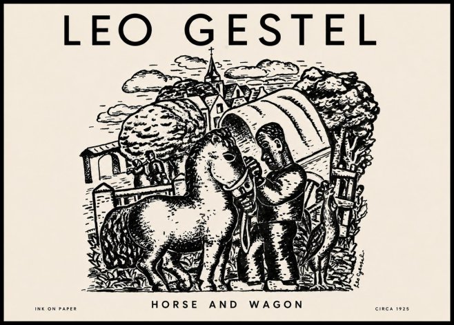 Leo Gestel Horse and Wagon No4 - Juliste