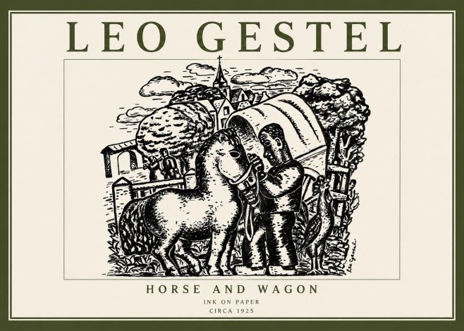 Leo Gestel Horse and Wagon No5 - Juliste