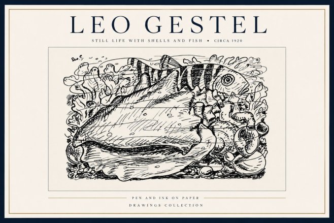 Leo Gestel Still Life with Shells and Fish No3 - Juliste