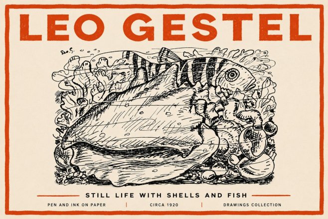 Leo Gestel Still Life with Shells and Fish No4 - Juliste