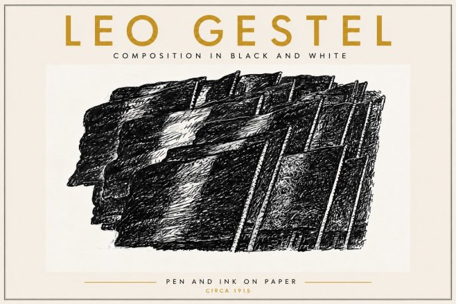 Leo Gestel Composition in Black and White No6 - Juliste