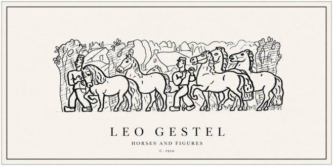 Leo Gestel Horses and Figures No1 - Juliste