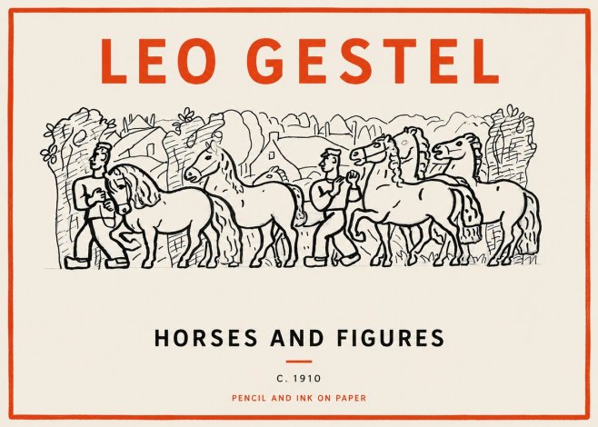 Leo Gestel Horses and Figures No2 - Juliste