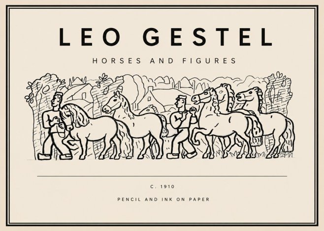 Leo Gestel Horses and Figures No3 - Juliste