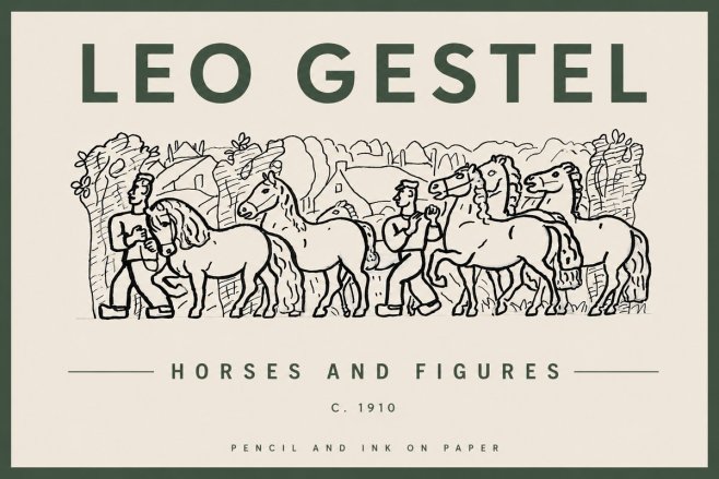 Leo Gestel Horses and Figures No4 - Juliste