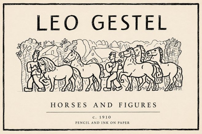 Leo Gestel Horses and Figures No6 - Juliste