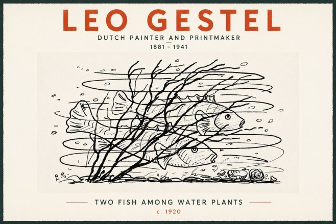 Leo Gestel Two Fish Among Water Plants No5 - Juliste