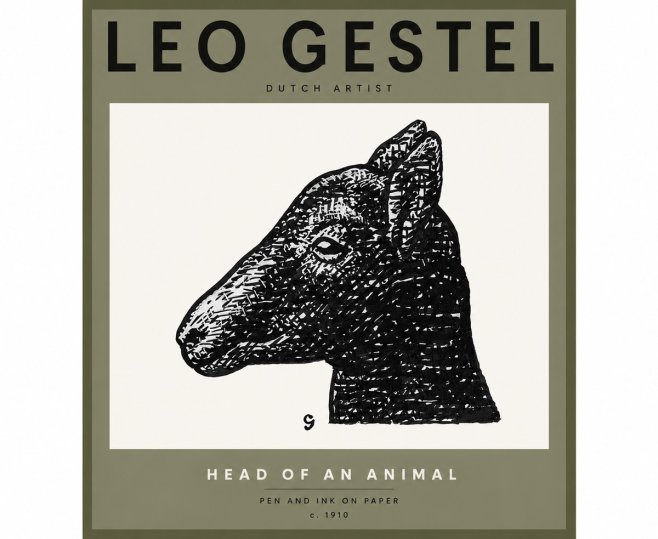 Leo Gestel Head of an Animal No3 - Juliste