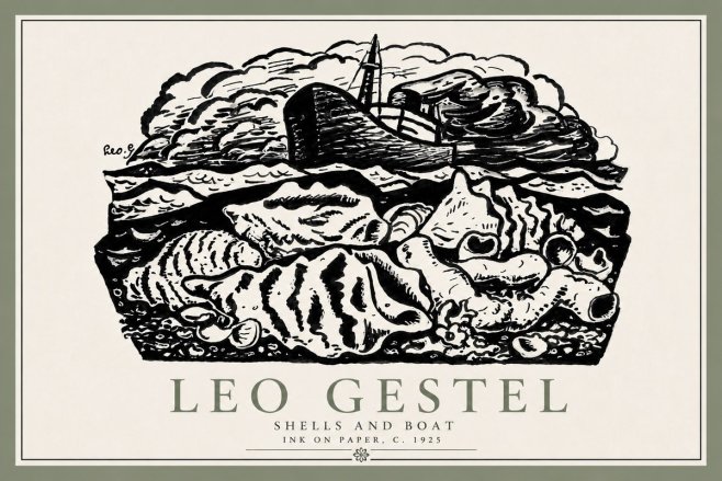 Leo Gestel Shells and Boat No6 - Juliste