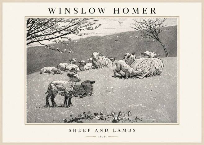 Winslow Homer Sheep and Lambs No1 - Juliste