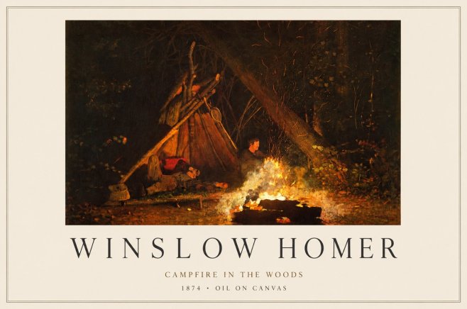 Winslow Homer Campfire in the Woods No1 - Juliste